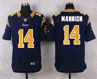 Men's Los Angeles Rams #14 Sean Mannion Navy Blue Team Color NFL Nike Elite Jersey