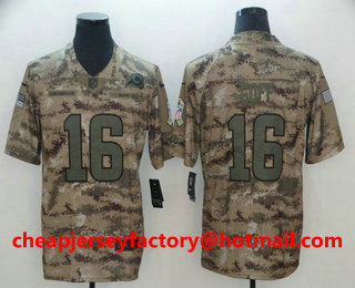 Men's Los Angeles Rams #16 Jared Goff 2018 Camo Salute to Service Stitched NFL Nike Limited Jersey