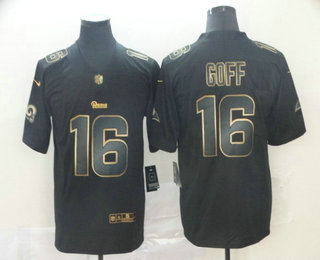 Men's Los Angeles Rams #16 Jared Goff Black Gold 2019 Vapor Untouchable Stitched NFL Nike Limited Jersey