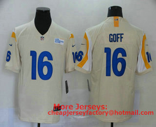 Men's Los Angeles Rams #16 Jared Goff Cream 2020 NEW Vapor Untouchable Stitched NFL Nike Limited Jersey