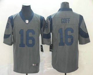 Men's Los Angeles Rams #16 Jared Goff Gray 2019 Inverted Legend Printed NFL Nike Limited Jersey