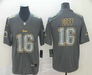 Men's Los Angeles Rams #16 Jared Goff Gray Fashion Static 2019 Vapor Untouchable Stitched NFL Nike Limited Jersey