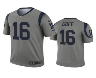 Men's Los Angeles Rams #16 Jared Goff Gray Inverted Legend Jersey