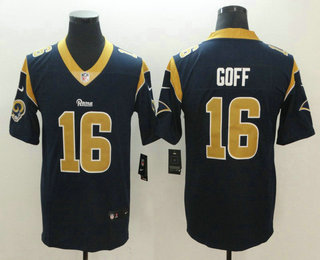 Men's Los Angeles Rams #16 Jared Goff Navy Blue 2017 Vapor Untouchable Stitched NFL Nike Limited Jersey