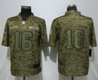 Men's Los Angeles Rams #16 Jared Goff 2018 Camo Salute to Service Stitched NFL Nike Limited Jersey