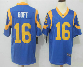 Men's Los Angeles Rams #16 Jared Goff Royal Blue 2017 Vapor Untouchable Stitched NFL Nike Limited Jersey