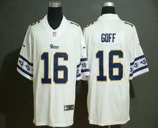 Men's Los Angeles Rams #16 Jared Goff White 2019 NEW Team Logo Vapor Untouchable Stitched NFL Nike Limited Jersey