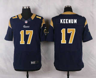 Men's Los Angeles Rams #17 Case Keenum Navy Blue Team Color NFL Nike Elite Jersey
