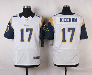 Men's Los Angeles Rams #17 Case Keenum White Road NFL Nike Elite Jersey