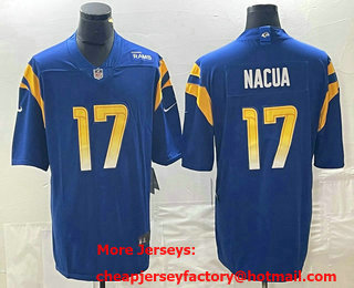 Men's Los Angeles Rams #17 Puka Nacua 2022 Blue Vapor Untouchable Limited Stitched Jersey