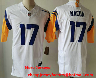 Men's Los Angeles Rams #17 Puka Nacua White 2023 FUSE Vapor Limited Stitched Jersey