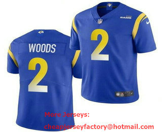 Men's Los Angeles Rams #2 Robert Woods Limited Blue Vapor Jersey