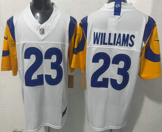 Men's Los Angeles Rams #23 Kyren Williams Limited White FUSE Vapor Jersey