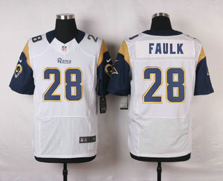 Men's Los Angeles Rams #28 Marshall Faulk White Road NFL Nike Elite Jersey