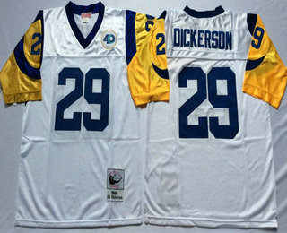 Men's Los Angeles Rams #29 Eric Dickerson White Throwback Jersey by Mitchell & Ness