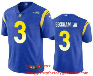 Men's Los Angeles Rams #3 Odell Beckham Jr 2021 Vapor Untouchable Limited Stitched Football Royal Jersey