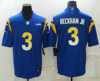 Men's Los Angeles Rams #3 Odell Beckham Jr 2021 Vapor Untouchable Limited Stitched Football Royal Jersey