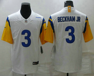 Men's Los Angeles Rams #3 Odell Beckham Jr 2021 White Vapor Untouchable Limited Stitched Football Jersey