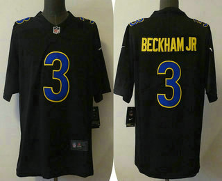 Men's Los Angeles Rams #3 Odell Beckham Jr Black 2021 Vapor Untouchable Limited Stitched Jersey