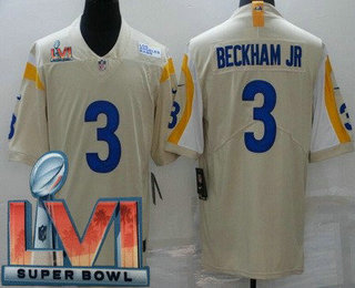 Men's Los Angeles Rams #3 Odell Beckham Jr Limited Bone 2022 Super Bowl LVI Bound Vapor Jersey