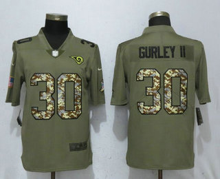 Men's Los Angeles Rams #30 Todd Gurley II Olive With Camo 2017 Salute To Service Stitched NFL Nike Limited Jersey