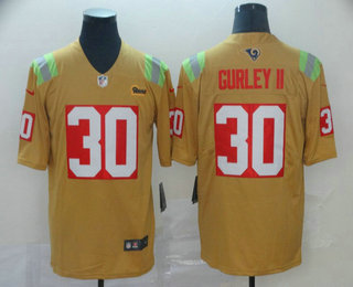 Men's Los Angeles Rams #30 Todd Gurley II Gold 2019 City Edition Vapor Stitched NFL Nike Limited Jersey