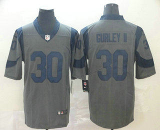 Men's Los Angeles Rams #30 Todd Gurley II Gray 2019 Inverted Legend Printed NFL Nike Limited Jersey
