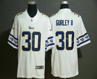Men's Los Angeles Rams #30 Todd Gurley II White 2019 NEW Team Logo Vapor Untouchable Stitched NFL Nike Limited Jersey