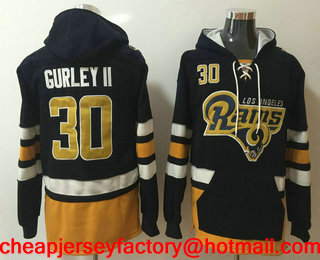 Men's Los Angeles Rams #30 Todd Gurley NEW Navy Blue Pocket Stitched NFL Pullover Hoodie