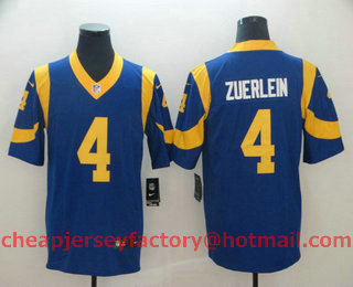 Men's Los Angeles Rams #4 Greg Zuerlein Royal Blue 2017 Vapor Untouchable Stitched NFL Nike Limited Jersey