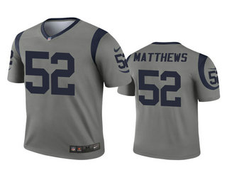 Men's Los Angeles Rams #52 Clay Matthews Gray Inverted Legend Jersey