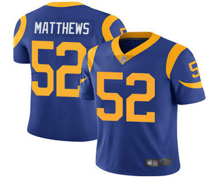 Men's Los Angeles Rams #52 Clay Matthews Royal Blue 2017 Vapor Untouchable Stitched NFL Nike Limited Jersey
