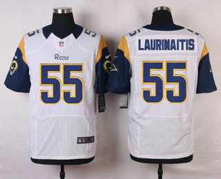 Men's Los Angeles Rams #55 James Laurinaitis White Road NFL Nike Elite Jersey