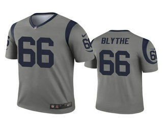 Men's Los Angeles Rams #66 Austin Blythe Gray Inverted Legend Jersey