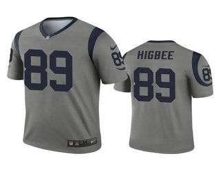 Men's Los Angeles Rams #89 Tyler Higbee Gray Inverted Legend Jersey