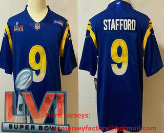 Men's Los Angeles Rams #9 Matthew Stafford Blue 2022 Super Bowl LVI Vapor Untouchable Stitched Limited Jersey