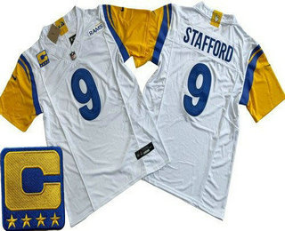 Men's Los Angeles Rams #9 Matthew Stafford Limited White C Patch FUSE Vapor Jersey
