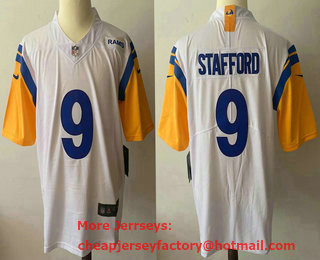 Men's Los Angeles Rams #9 Matthew Stafford White 2021 NEW Vapor Untouchable Stitched NFL Nike Limited Jersey