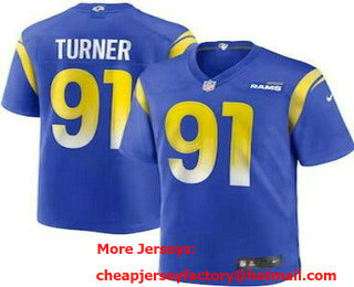 Men's Los Angeles Rams #91 Kobie Turner Limited Royal Vapor Jersey