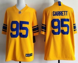 Men's Los Angeles Rams #95 Myles Garrett Limited Yellow Vapor Jersey