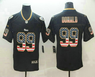 Men's Los Angeles Rams #99 Aaron Donald 2018 USA Flag Fashion Black Color Rush Stitched Nike Limited Jersey