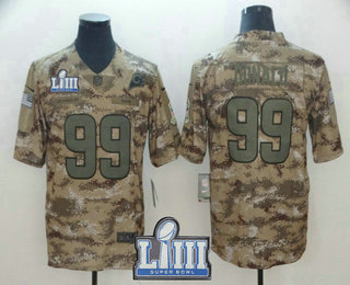 Men's Los Angeles Rams #99 Aaron Donald 2019 Super Bowl LIII Patch Camo Salute to Service Stitched NFL Nike Limited Jersey
