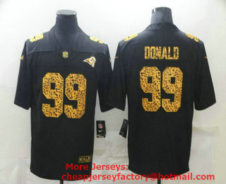 Men's Los Angeles Rams #99 Aaron Donald Black 2020 Nike Flocked Leopard Print Vapor Limited NFL Jersey
