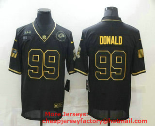 Men's Los Angeles Rams #99 Aaron Donald Black Gold 2020 Salute To Service Stitched NFL Nike Limited Jersey