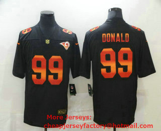 Men's Los Angeles Rams #99 Aaron Donald Black Red Orange Stripe Vapor Limited Nike NFL Jersey
