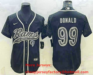 Men's Los Angeles Rams #99 Aaron Donald Black Reflective With Patch Cool Base Stitched Baseball Jersey