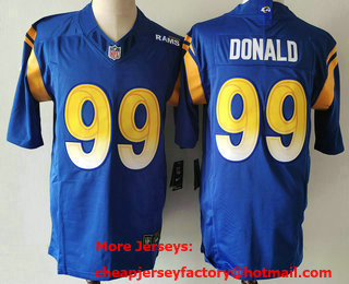 Men's Los Angeles Rams #99 Aaron Donald Blue 2023 FUSE Vapor Limited Stitched Jersey