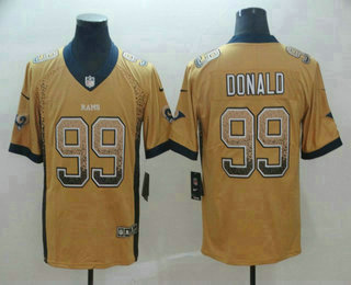 Men's Los Angeles Rams #99 Aaron Donald Gold 2018 Fashion Drift Color Rush Stitched NFL Nike Limited Jersey