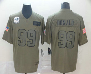 Men's Los Angeles Rams #99 Aaron Donald NEW Olive 2019 Salute To Service Stitched NFL Nike Limited Jersey