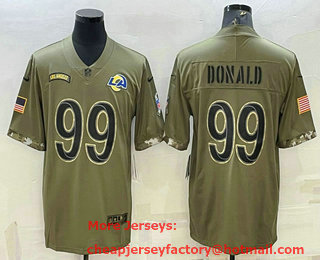 Men's Los Angeles Rams #99 Aaron Donald Olive 2022 Salute To Service Limited Stitched Jersey